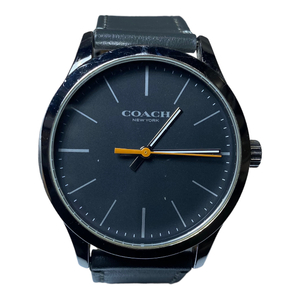 [ работа товар ]COACH Coach 14602414 наручные часы аналог часы кварц Logo Circle циферблат кожаный ремень нержавеющая сталь черный серебряный 