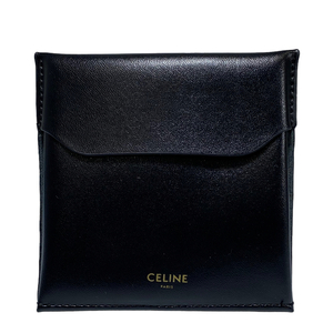 [Красивые товары] Celine Celine Wallet Coin Case Swork Компактный мини -кошелек логотип кожа кожа черная