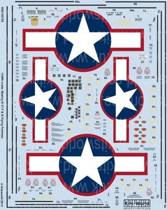 キッツワールド KW148125 1/48 米陸軍航空隊 B-17F/G フライングフォートレス 基本ステンシルセット (国籍マーク赤縁付)