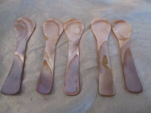 * natural White Butterfly . pink shell spoon .5 pcs set 9,5. Mini size unused storage goods natural life Cafe *