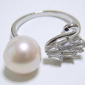 送料無料 『淡水真珠』 パール 白鳥 スワン デザインリング 指輪の画像6