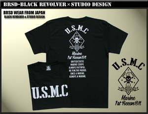 USMC 1Recon Bn Tシャツ（サイズS/M/XL）黒【品番na623】