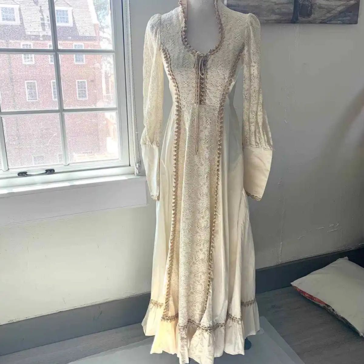 70s 70年代 GUNNE SAX ガニーサックス 総柄 花柄 スカート ひざ丈 古着