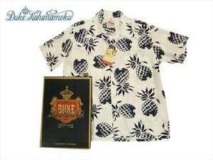 Duke Kahanamoku/デューク カハナモク DK36201「DUKE'S PINEAPPLE」レーヨン・半袖アロハシャツ/箱入り オフホワイト XL新品