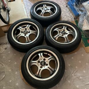 愛知岐阜滋賀引取可能　PCD100オフ45165/55R14タイヤ山少なくガリ傷多い為ジャンク品ですアルトワークスミライースアトレーエブリィワゴンR