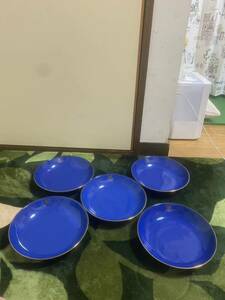 GIVENCHY 長期保管品 ジバンシィ パスタカレーセット GB-14 ブルー　プレート 食器 青 5枚セット大皿　22.5ｃｍ