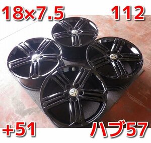 フォルクスワーゲン ゴルフ純正♪18×7.5J・PCD112・5H・+51・ハブ57♪ゴルフに！店頭受け取り歓迎♪ホイールのみ4本販売♪R505W136