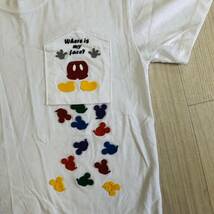 AS0222 美品 Disney ディズニー NES トップス Tシャツ 半袖 ラバーワッペン ホワイト 白 キュート カラフル ミッキーマウス Mickey Mouse_画像8