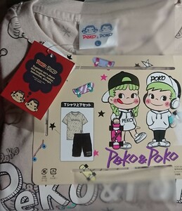 即決 ペコちゃん＆ポコちゃん メンズセットアップ【L】新品タグ付き Peko&Poko 不二家 FUJIYA ミルキー Tシャツ+ハーフパンツ ルームウェア