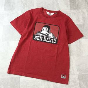 【美品】BEN DAVIS ベンデイビス　ビッグロゴプリントTシャツ　半袖Tシャツ コットンTシャツ　レッド　サイズM