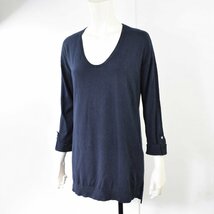 5000-EE00397★ローラアシュレイ★ソフトな肌触り.:* 綿カシミヤニットチュニック UK8/9号 ネイビー LAURA ASHLEY_画像1