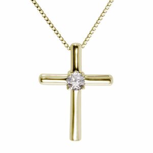 ダイヤモンド ネックレス 18金 クロス ネックレス ペンダント レディース 4月誕生石 十字架 シンプル メンズ
