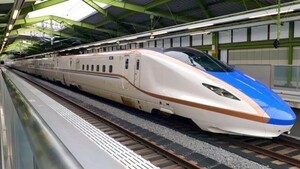  Hokuriku Shinkansen E7 series 2016 year exploitation beginning. ..... picture manner wallpaper poster 603×339mm( is ... seal type )020S2