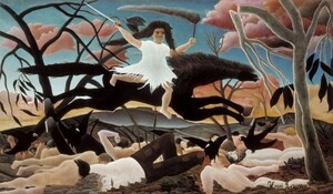 Art hand Auction [Version grandeur nature] Henri Rousseau Guerre 1894 Musée d'Orsay Papier peint Poster 603 x 351 mm Autocollant pelable type 002S2, Peinture, Peinture à l'huile, Peinture abstraite