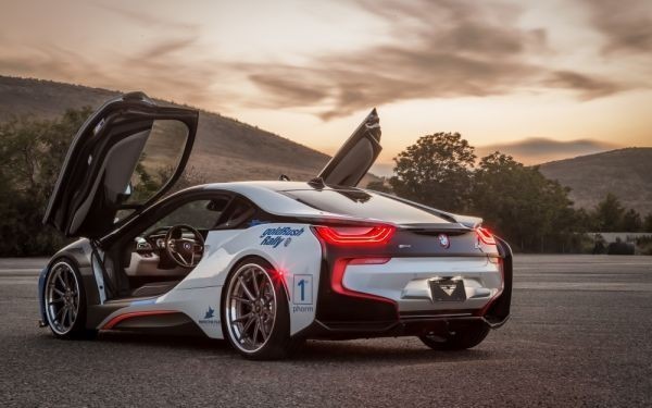 Vorsteiner BMW i8 VR-E 2016 Плагин-гибридные обои в стиле живописи постер очень большой, широкий, 921 x 576 мм, отрывающаяся наклейка 017W1, Товары автомобильной тематики, По производителю автомобиля, BMW