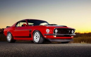  Ford Mustang BOSS 302 1969 год красный . выгорание новый материалы обои постер широкий версия 603×376mm(. ... наклейка тип )017W2