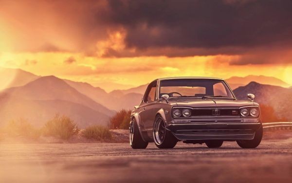 Nissan Skyline 2000 GTX Hakosuka GT-R Tapetenposter im Gemäldestil, extragroße breite Version, 921 x 576 mm (ablösbarer Aufklebertyp) 003W1, Automobilbezogene Waren, Nach Autohersteller, Nissan