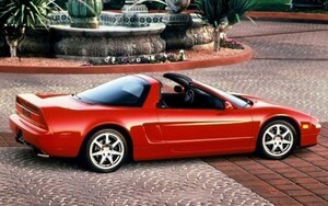 ホンダ アキュラ NSX-T コンバーチブル 赤 1990年 絵画風 壁紙ポスター 特大ワイド版921×576mm（はがせるシール式）004W1