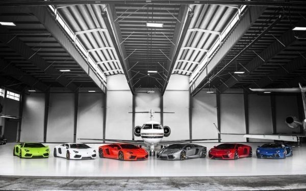 Lamborghini Aventador 6 Autos mit Flugzeug-Malstil, Tapetenplakat, breite Version, 603 x 376 mm (abziehbarer Aufklebertyp) 025W2, Auto, Motorrad, Automobilbezogene Waren, Andere