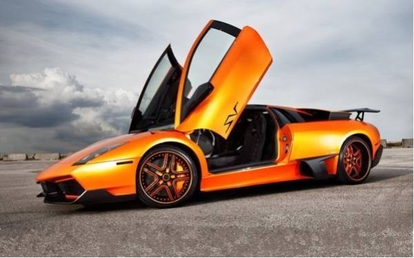 Lamborghini Murcielago LP670-SV, orangefarbenes Tapetenposter im Gemäldestil, extragroße breite Version, 921 x 576 mm (ablösbarer Aufklebertyp) 001W1, Auto, Motorrad, Automobilbezogene Waren, Andere