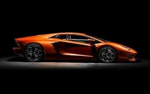 Art hand Auction Lamborghini Aventador Orange Gemälde-Stil Tapetenposter Breite Version 603 x 376 mm (ablösbarer Aufklebertyp) 003W2, Auto, Motorrad, Automobilbezogene Waren, Andere