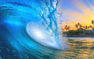  wave .... wave close-up tube . burning Hawaii surfing sea wallpaper poster wide version 603×376mm( is ... seal type )015W2