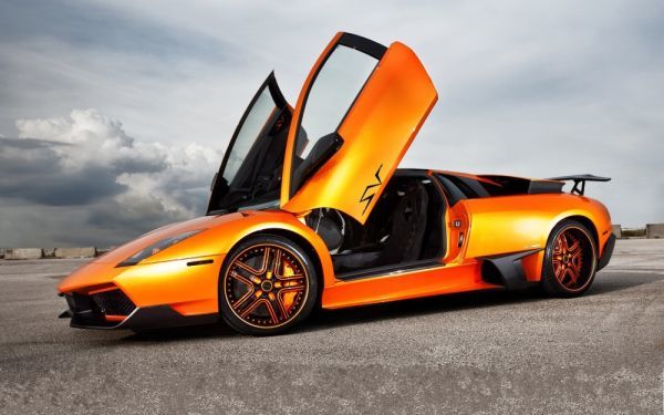 Lamborghini Murcielago LP670-SV Orange Painting-style Wallpaper Poster Wide Version 603 x 376 mm (Removable Sticker Type) 001W2, car, motorcycle, Automobile related goods, others