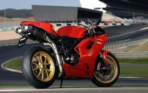 ドゥカティ スーパーバイク 1198 2011年 DUCATI バイク 絵画風 壁紙ポスター 特大ワイド版 921×576mm はがせるシール式 010W1