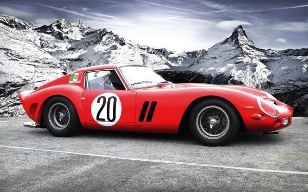 Знаменитый автомобиль Ferrari 250 GTO 1962 года. Обои-постер в стиле живописи. Очень большая широкая версия 921 x 576 мм (тип отклеиваемой наклейки) 001W1, Товары автомобильной тематики, По производителю автомобиля, Феррари