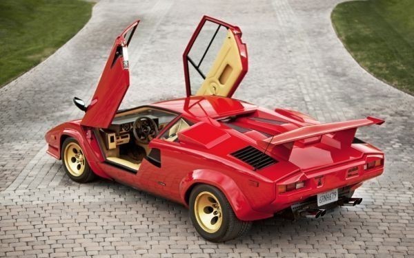 Lamborghini Countach 5000 QV Tapetenposter im roten Lackierstil, extra große, breite Version, 921 x 576 mm (abziehbarer Aufklebertyp) 014W1, Auto, Motorrad, Automobilbezogene Waren, Andere