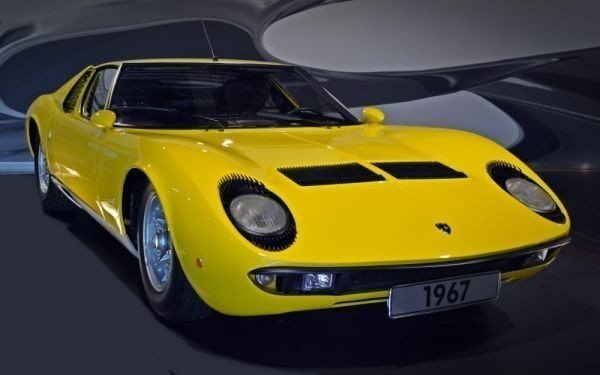 Lamborghini Miura P400 Jaune 1967 Supercar Peinture Style Papier peint Poster Extra Large Version 921 x 576 mm (Type d'autocollant pelable) 003W1, voiture, moto, Biens liés à l'automobile, autres