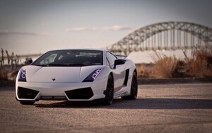 Art hand Auction Lamborghini Gallardo LP570-4 White Painting Style Wallpaper Poster Extra Large Wide Version 921 x 576mm (Peelable Sticker Type) 001W1, car, motorcycle, Automobile related goods, others