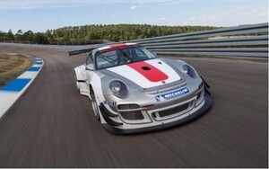 ポルシェ 911 GT3 R 997型 2013年 絵画風 壁紙ポスター 特大ワイド版921×576mm（はがせるシール式）009W1