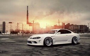 Art hand Auction Nissan Silvia S15 Spec R Blanc 1999 Poster papier peint style peinture Version extra-large 921 x 576 mm (type autocollant pelable) 002W1, Biens liés à l'automobile, Par constructeur automobile, Nissan