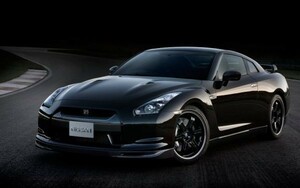 日産 GT-R R35 前期型 2007年 スカイライン 絵画風 壁紙ポスター 特大ワイド版921×576mm（はがせるシール式）004W1