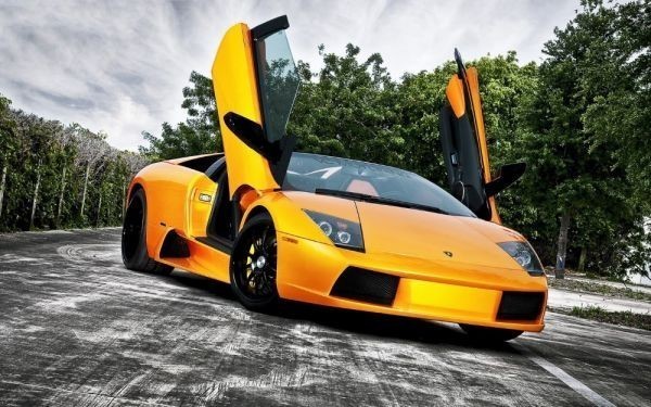 Lamborghini Murcielago LP640 Orange Painting Style Wallpaper Poster Extra Large Wide Version 921 x 576mm Peelable Sticker Type 003W1, car, motorcycle, Automobile related goods, others
