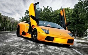 Art hand Auction Lamborghini Murcielago LP640 Orange Gemälde-Stil Tapete Poster Extragroß Breit 921 x 576 mm Abziehbarer Aufkleber 003W1, Auto, Motorrad, Automobilbezogene Waren, Andere