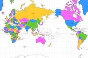 世界地図 メルカトル図法 カラフル 絵画風 壁紙ポスター 特大版870×576mm（はがせるシール式）007S1