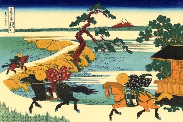 Treinta y seis vistas del monte. Río Sumida Sekiya no Sato Katsushika Hokusai 1831-1835 Papel pintado Póster extra grande 864 x 576 mm (tipo adhesivo despegable) 012K1, cuadro, Ukiyo-e, imprimir, foto de lugar famoso