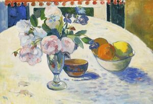 Art hand Auction [Vollversion] Gauguin, Blumen und eine Schale mit Obst auf einem Tisch, 1894, Museum der Schönen Künste, Boston, Tapete Poster, 603 x 409 mm, Abziehaufkleber-Typ, 018S2, Malerei, Ölgemälde, Stillleben