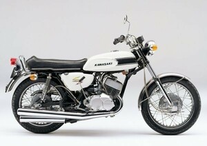  Kawasaki 500-SS H1 Mach Ⅲ белый 1969 год картина способ обои постер A2 версия 594×420mm(. ... наклейка тип )005A2