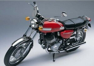 カワサキ 500-SS H1 マッハⅢ 赤 1970年 絵画風 壁紙ポスター A2版 594×420mm（はがせるシール式）012A2