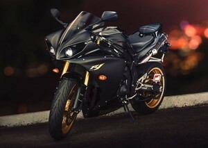 ヤマハ YZF-R1 7代目 2009年 ブラック バイク 壁紙ポスター 特大A1版 830×585mm（はがせるシール式）002A1