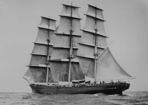 カティーサーク 1869年 帆船 ティークリッパー イギリス Cutty Sark 海 絵画風 壁紙ポスター 特大 A1版 830×585mm はがせるシール式 011A1, アンティーク、コレクション, 乗り物, 船