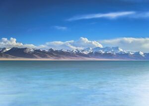 海と島と雲と青空の景色 絶景 絵画風 新素材壁紙ポスター 特大A1版 830×585mm(はがせるシール式)019A1 印刷物,ポスター,科学、自然