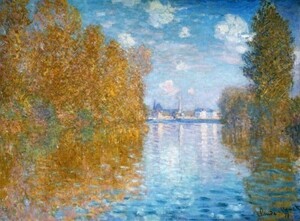 Art hand Auction [Full Size Version] Claude Monet Argenteuil Autumn Effect 1865 Courtauld Wallpaper Poster 594 x 436mm Peelable Sticker 029S2, painting, oil painting, Nature, Landscape painting