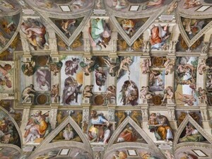 ミケランジェロ システィーナ礼拝堂天井画 1508-12年 ヴァチカン 壁紙ポスター 594×443mm（はがせるシール式）001S2