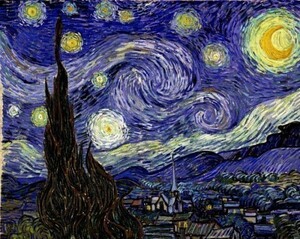 【フルサイズ版】ゴッホ 星月夜 フィンセント・ファン・ゴッホ 1889年 絵画風 壁紙ポスター 736×585mm（はがせるシール式）003S1