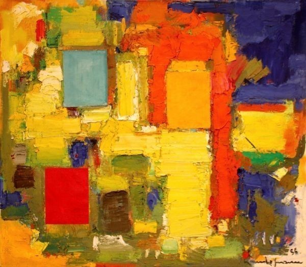 [Versión en tamaño completo] Hans Hofmann Yellow Burst 1956 Museo de Arte de Seattle Pintura abstracta Papel tapiz de arte moderno Póster 670 x 585 mm Tipo adhesivo 003S1, Cuadro, Pintura al óleo, Pintura abstracta