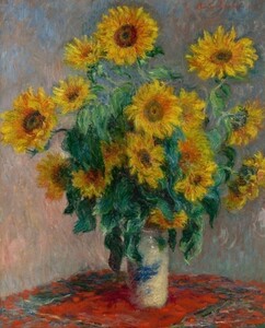 【フルサイズ版】モネ ひまわり 1881年 Bouquet of Sunflowers メトロポリタン美術館 壁紙ポスター 585×724mm はがせるシール式 020S1